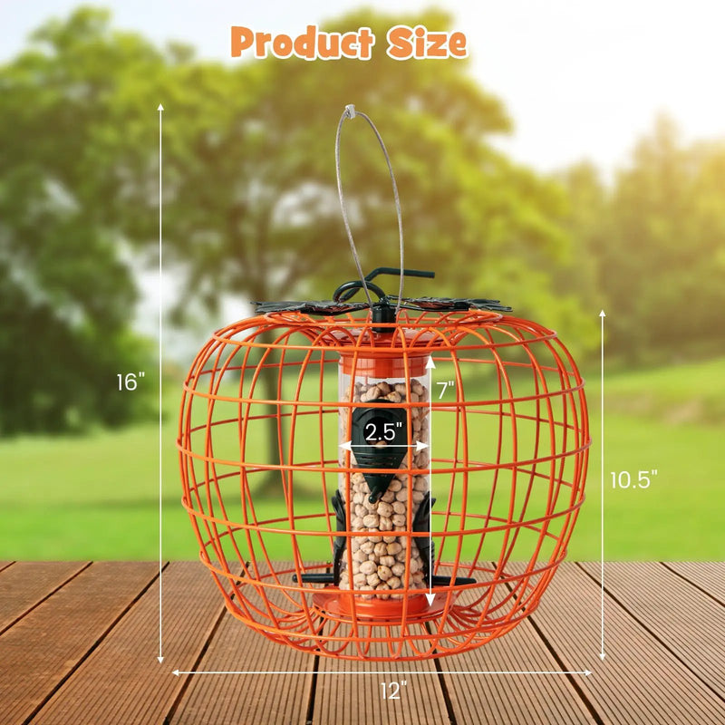 Squirrel-Proof Pumpkin Bird Feeder with Cage and 4 Metal Ports by DirectDeals