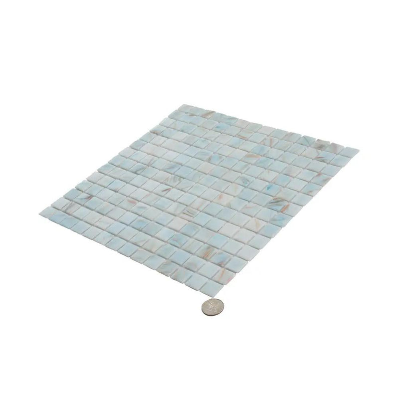 Pastel Blue 12x12 Glossy Uniform Square Glass Mosaic Tile (20 pack, 20 sq ft/case) by Apollo Tile