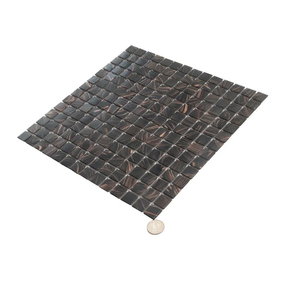 Umber Brown Gold 12x12 Glossy Uniform Square Glass Mosaic Tile (20 pack, 20 sq ft/case) by Apollo Tile