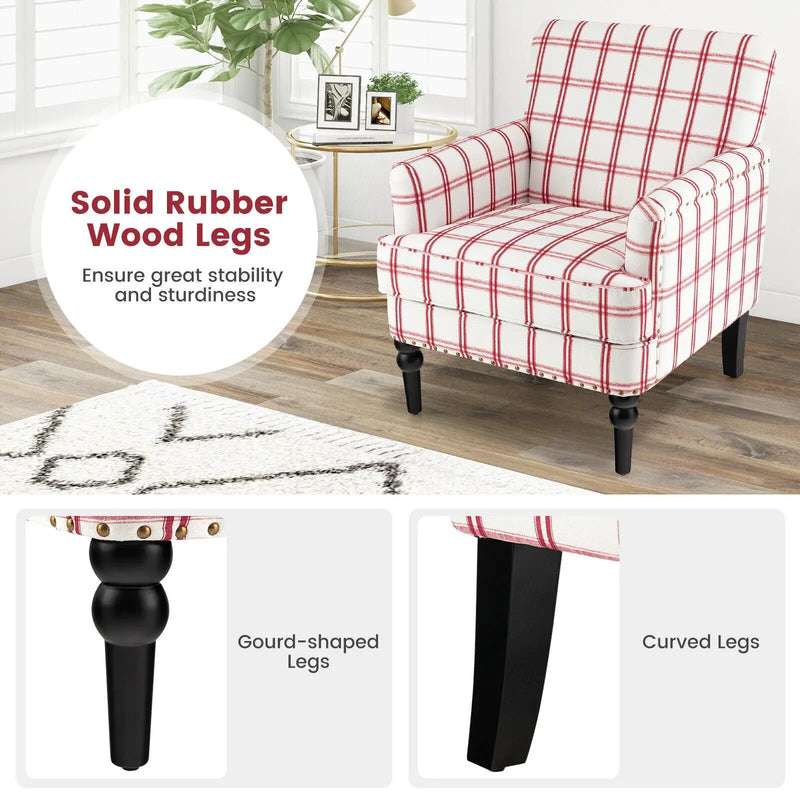Modern Upholstered Padded Accent Chair with Rubber Wood Legs by DirectDeals