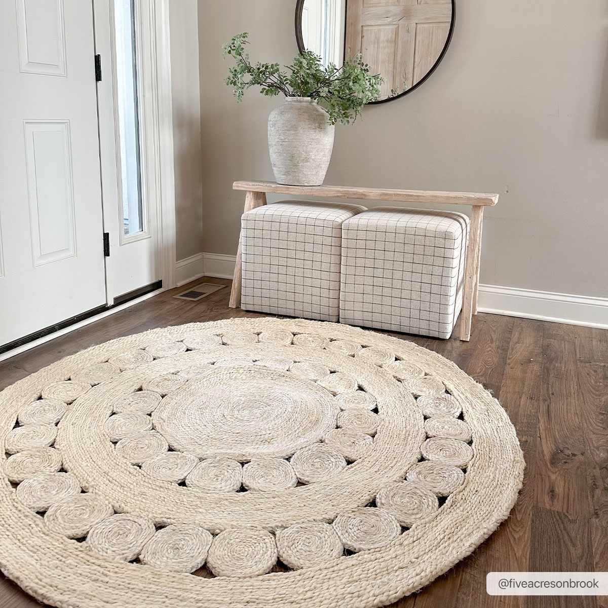 Stafford Bleached Jute Round Rug - Clearance by Boutique Rugs