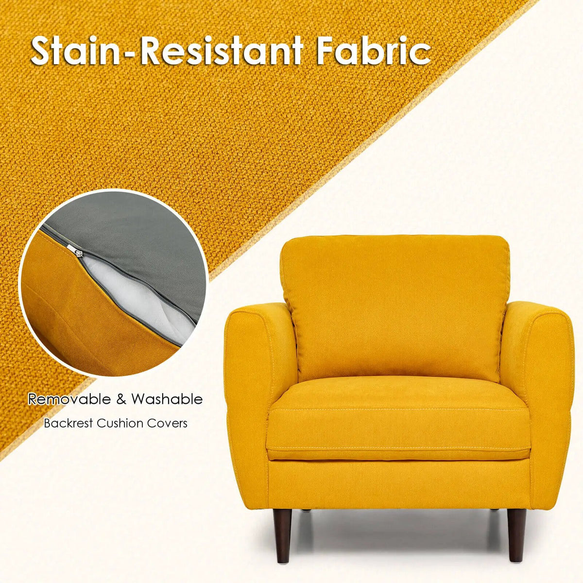 Modern Upholstered Accent Chair Single Sofa Armchair, photo 3 of 16
