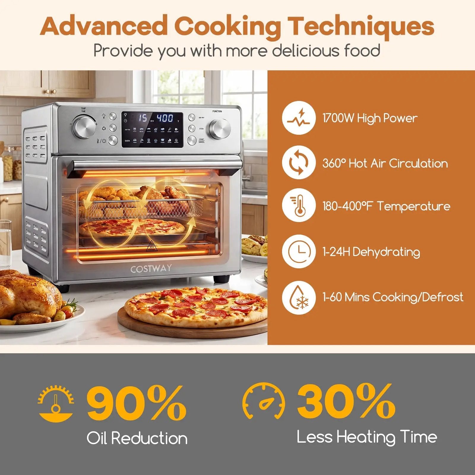Stainless Steel Countertop Convection Oven with Bake-Silver by DirectDeals
