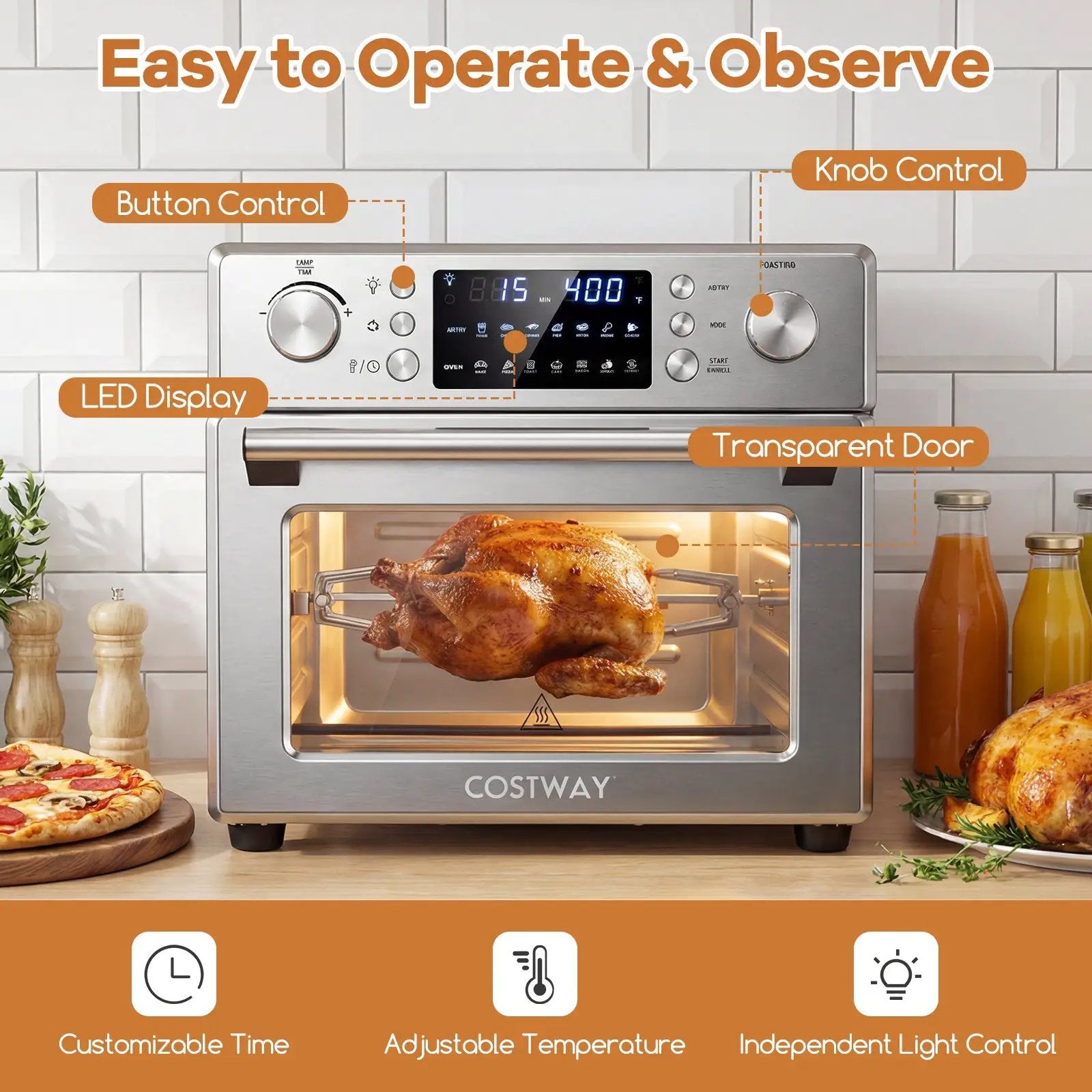 Stainless Steel Countertop Convection Oven with Bake-Silver by DirectDeals