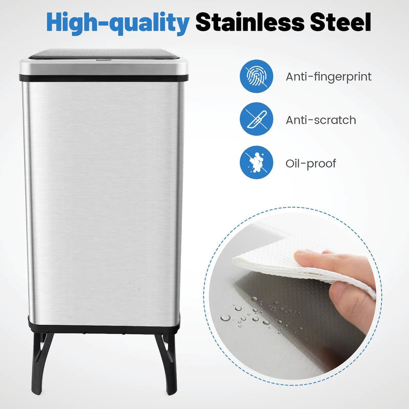 13.2 Gallon Stainless Steel Trash Can with Stay-on Lid and Soft Closure by DirectDeals