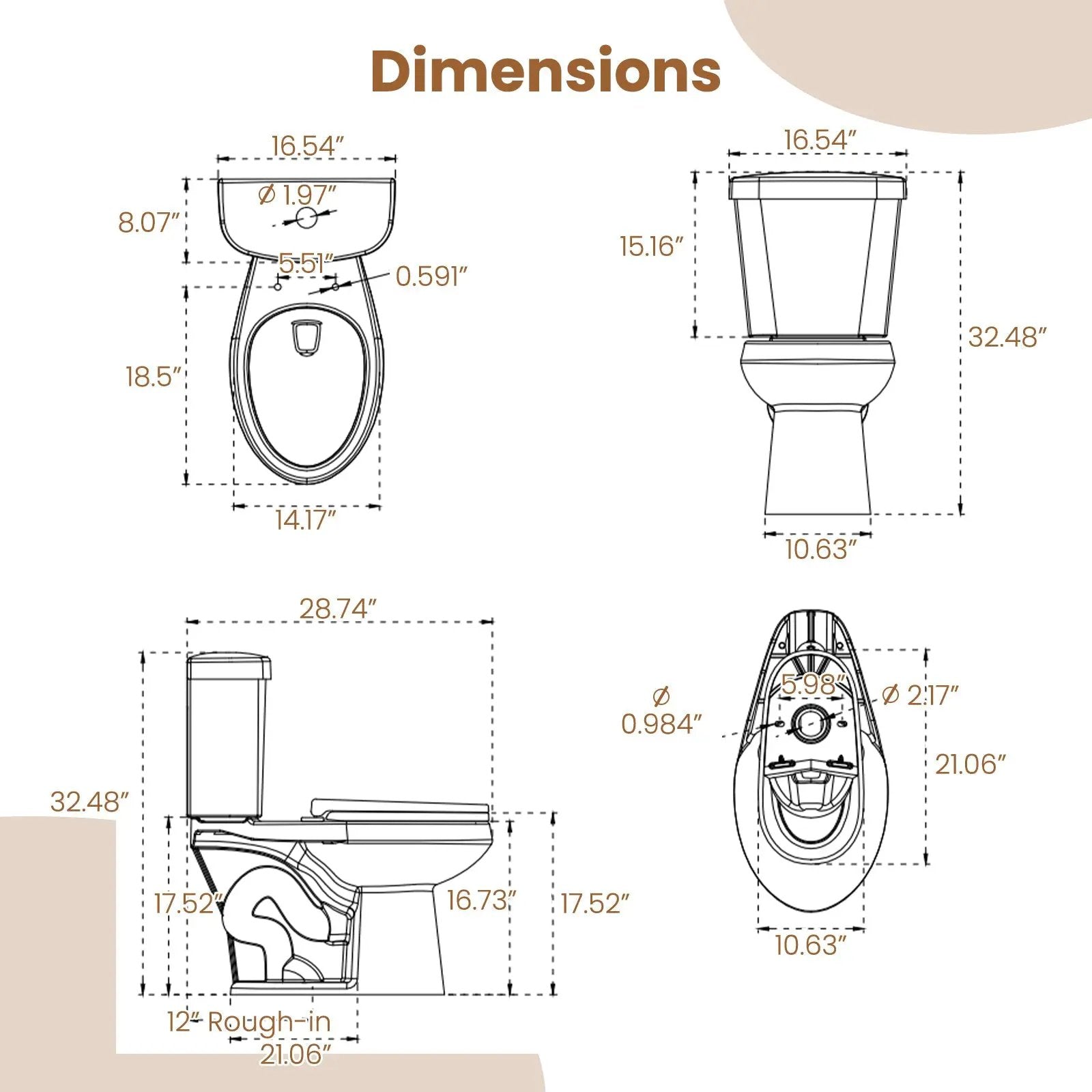 Standard Toilet with 17.5 Inch ADA Comfort Chair Height Seat by DirectDeals