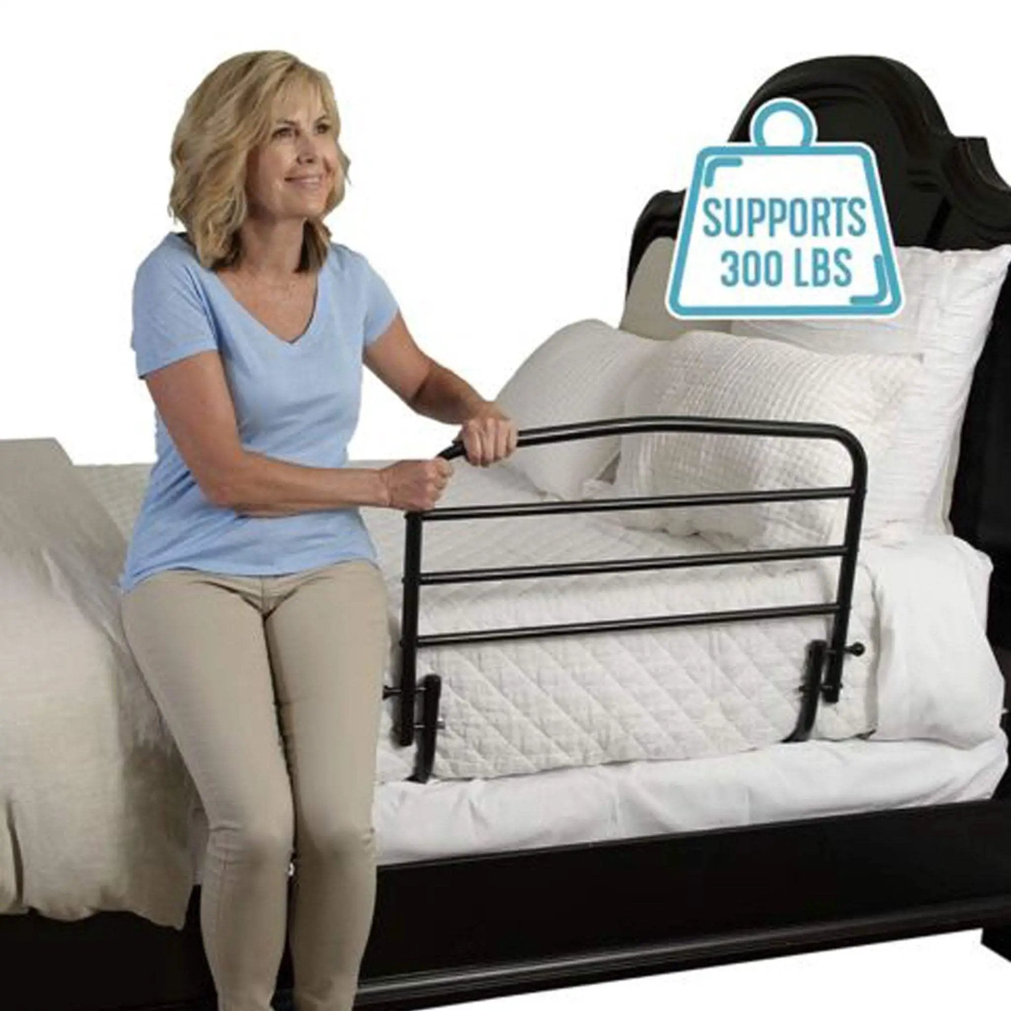 Stander 30" Safety Bed Rail with Padded Pouch, Folding Bedside Safety Guard Rail for Adults, Seniors, and Elderly, Under Mattress Bed Safety Handle for Home, Fits Most King, Queen, Full, and Twin Beds by Selzalot