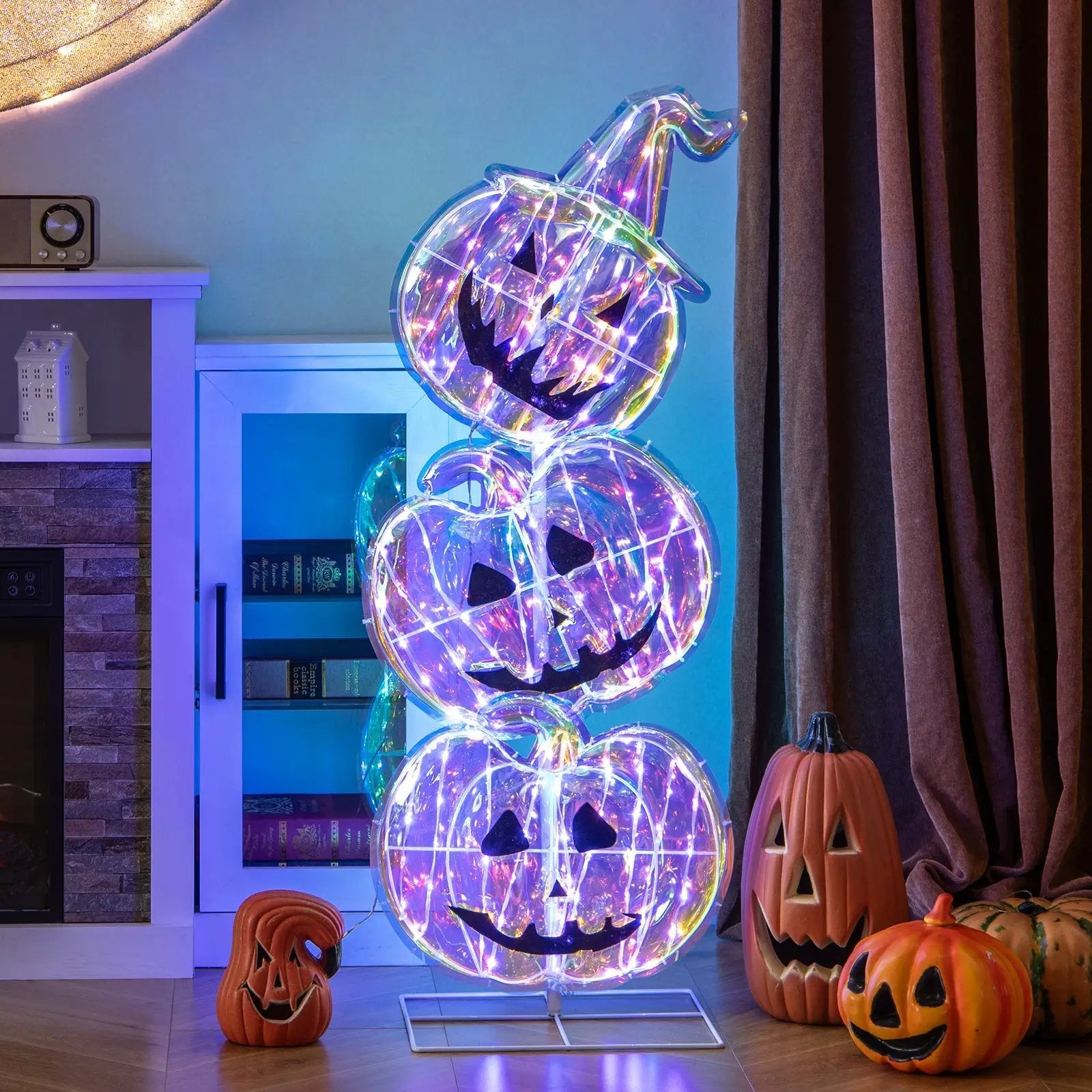 Standing 150 LED Lighted Pumpkin Halloween Decoration with Base by DirectDeals