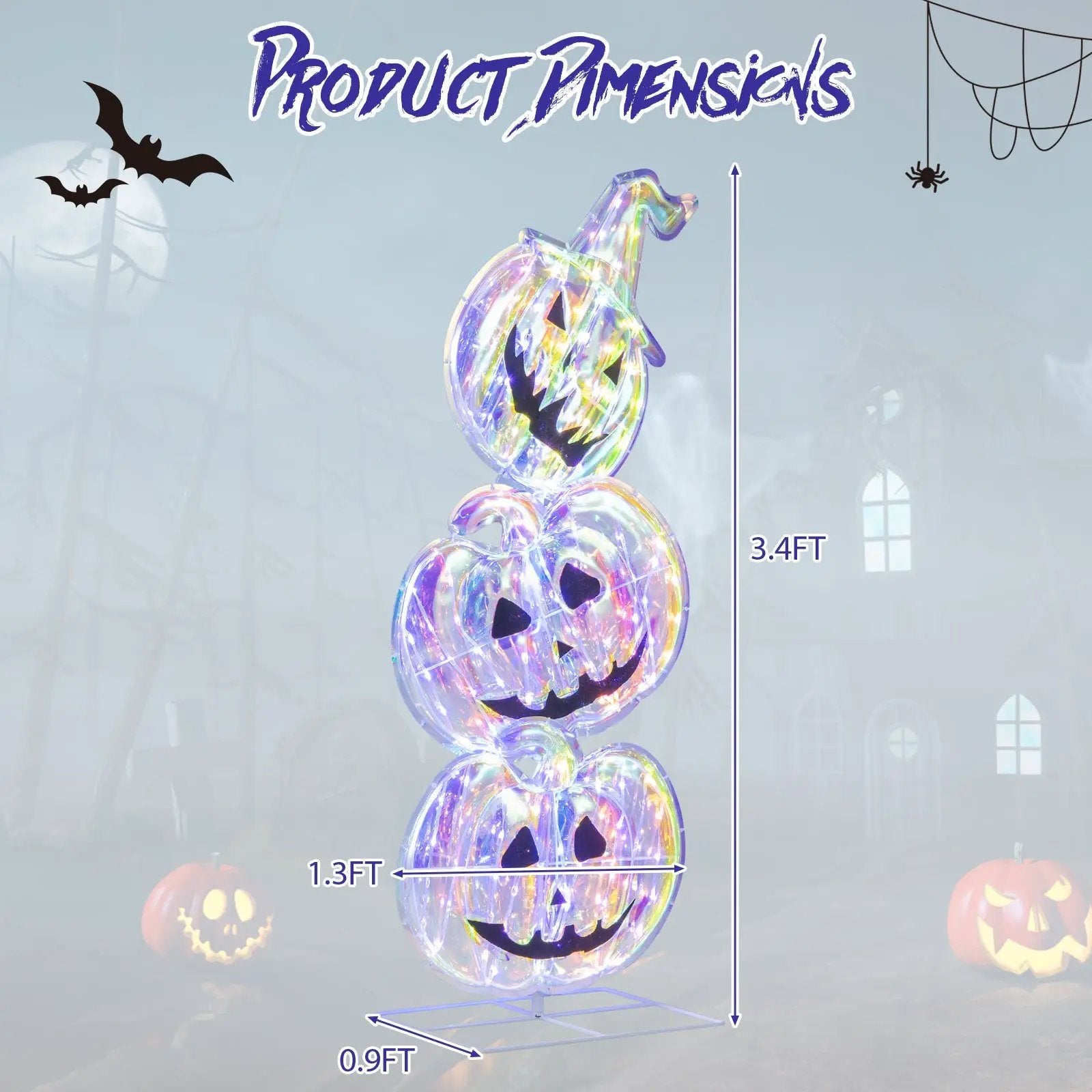 Standing 150 LED Lighted Pumpkin Halloween Decoration with Base by DirectDeals