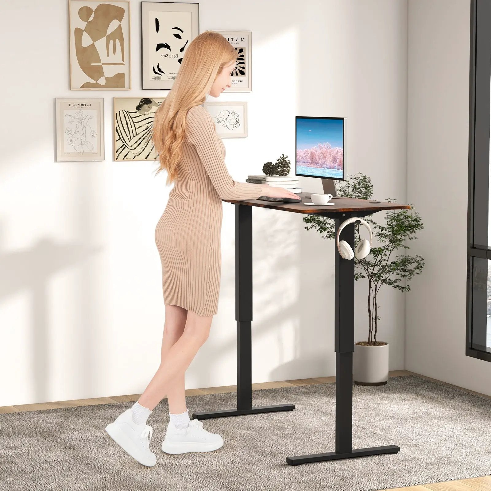 Standing Desk 55x24 Inch with Memory Height Settings by DirectDeals