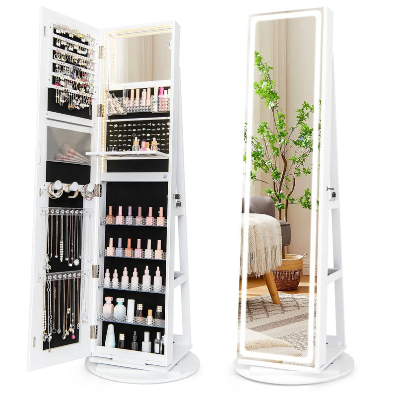 Standing Jewelry Cabinet with Adjustable LED Lights by DirectDeals