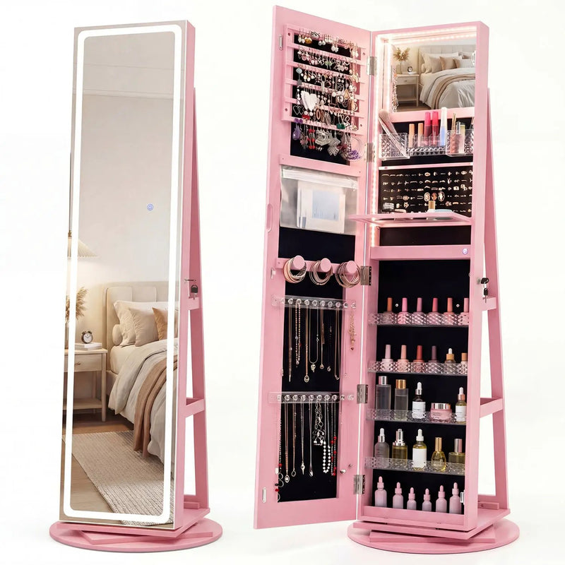 Standing Jewelry Cabinet with Adjustable LED Lights by DirectDeals