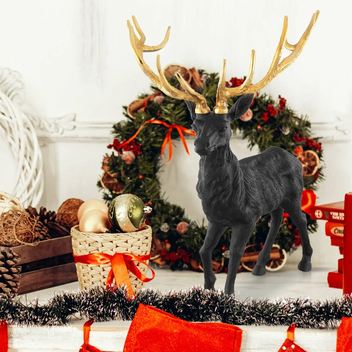 Standing Reindeer Statue Aluminum Deer Sculpture for Indoors Christmas Decor, photo 2 of 24