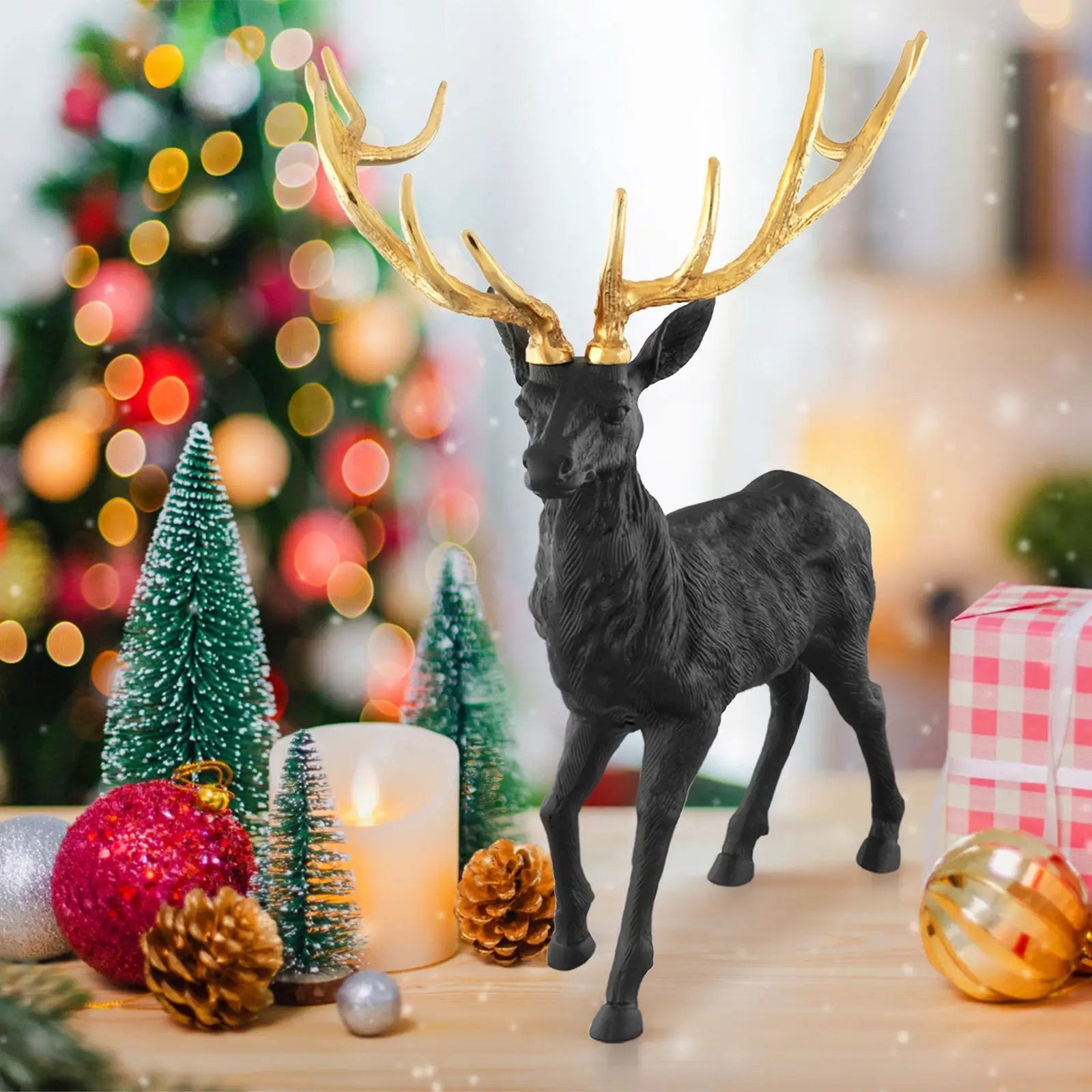 Standing Reindeer Statue Aluminum Deer Sculpture for Indoors Christmas Decor by DirectDeals