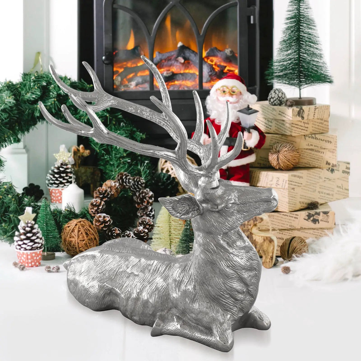 Standing Reindeer Statue Aluminum Deer Sculpture for Indoors Christmas Decor, photo 5 of 24