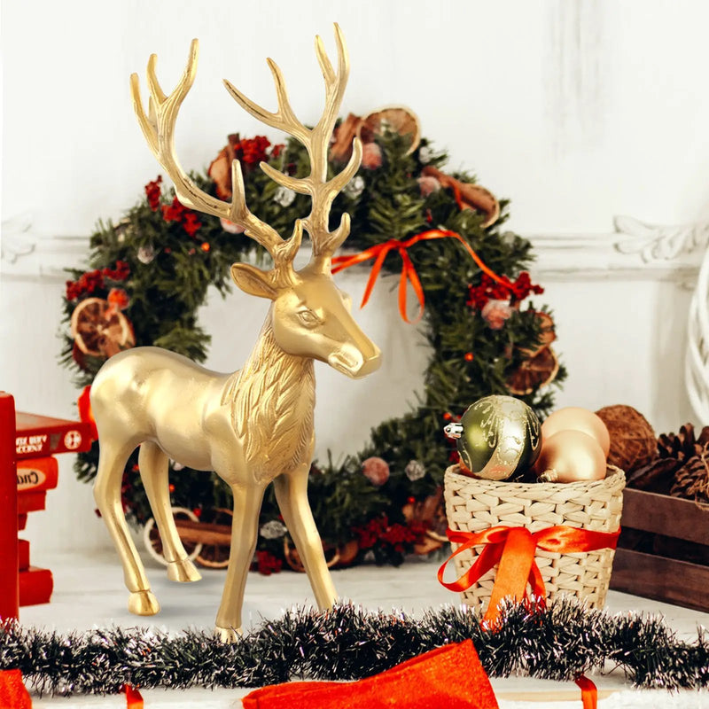 Standing Reindeer Statue Aluminum Deer Sculpture for Indoors Christmas Decor by DirectDeals
