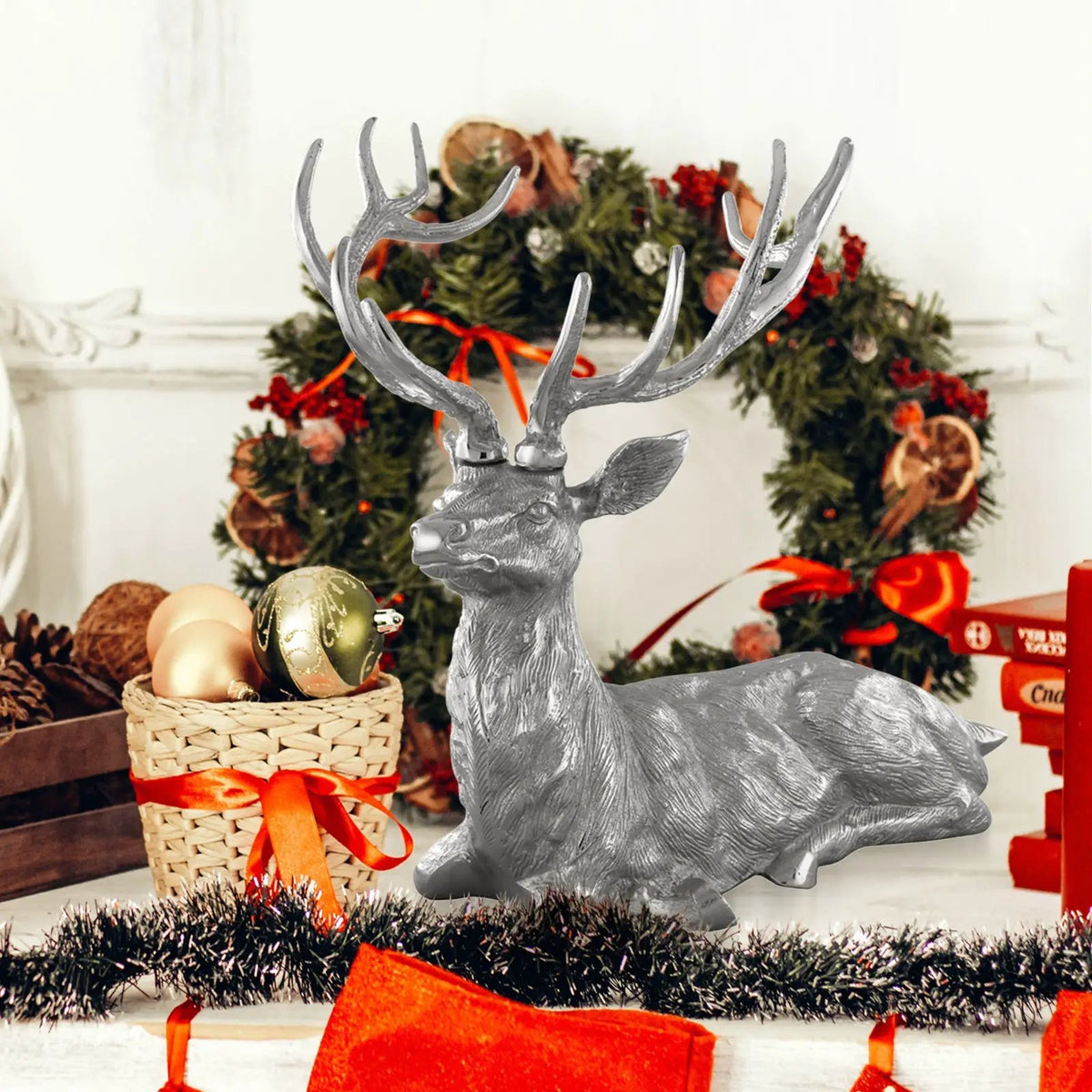 Standing Reindeer Statue Aluminum Deer Sculpture for Indoors Christmas Decor, photo 18 of 24