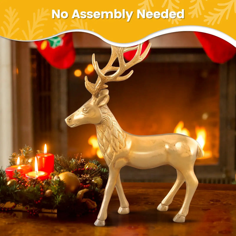 Standing Reindeer Statue Aluminum Deer Sculpture for Indoors Christmas Decor by DirectDeals