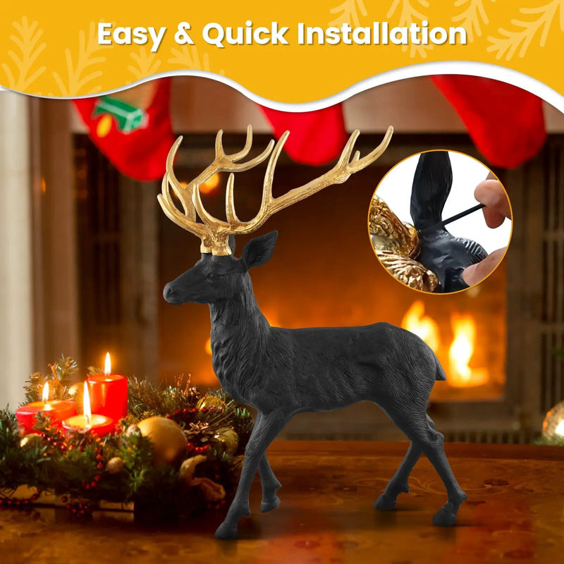 Standing Reindeer Statue Aluminum Deer Sculpture for Indoors Christmas Decor by DirectDeals