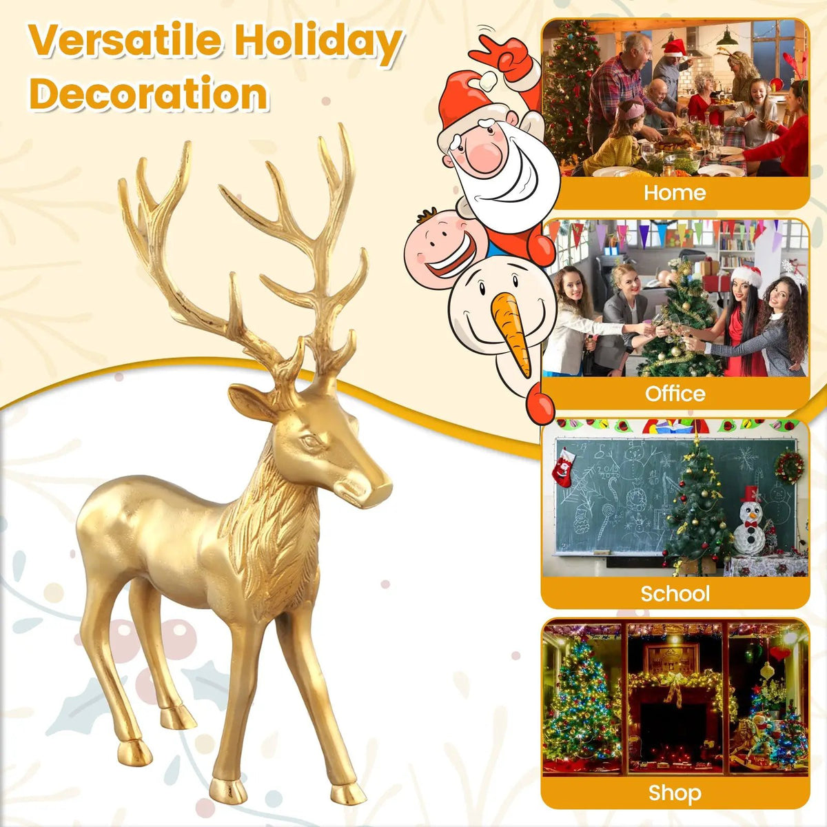 Standing Reindeer Statue Aluminum Deer Sculpture for Indoors Christmas Decor, photo 23 of 24