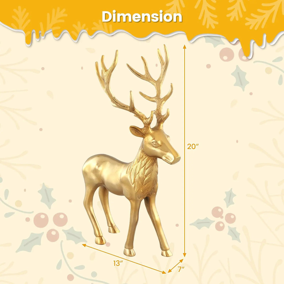 Standing Reindeer Statue Aluminum Deer Sculpture for Indoors Christmas Decor, photo 15 of 24