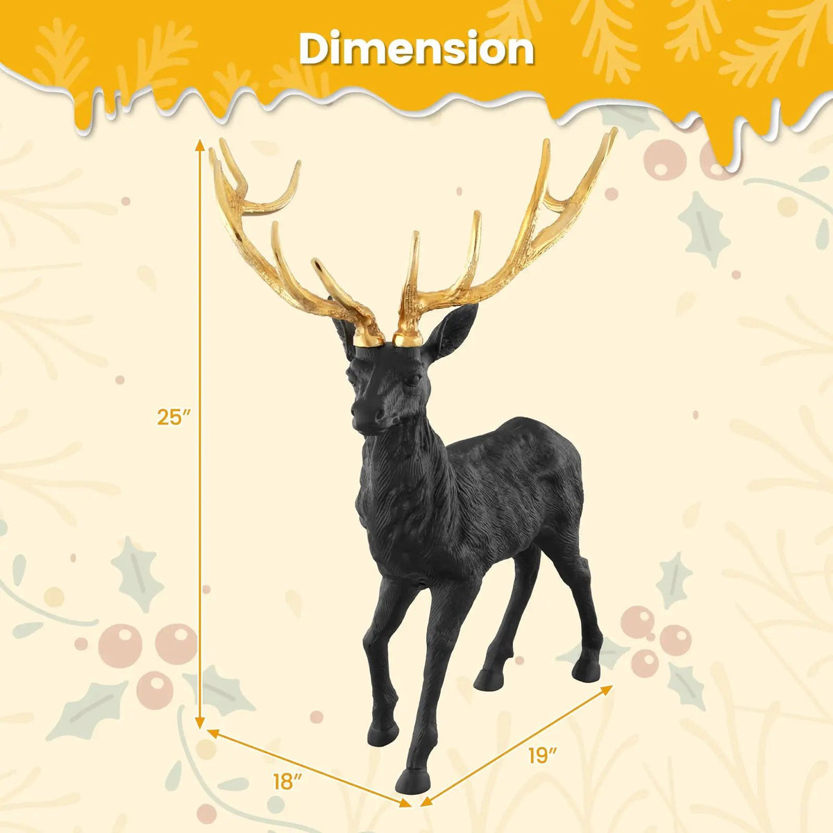 Standing Reindeer Statue Aluminum Deer Sculpture for Indoors Christmas Decor, photo 14 of 24