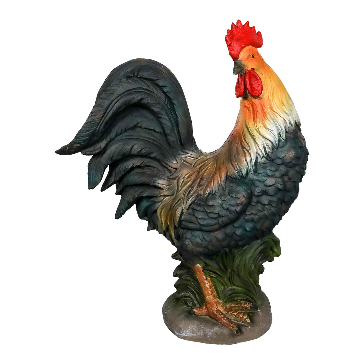 Concrete Rooster Statue Hand Painted Farmhouse 22 In, photo 11 of 15
