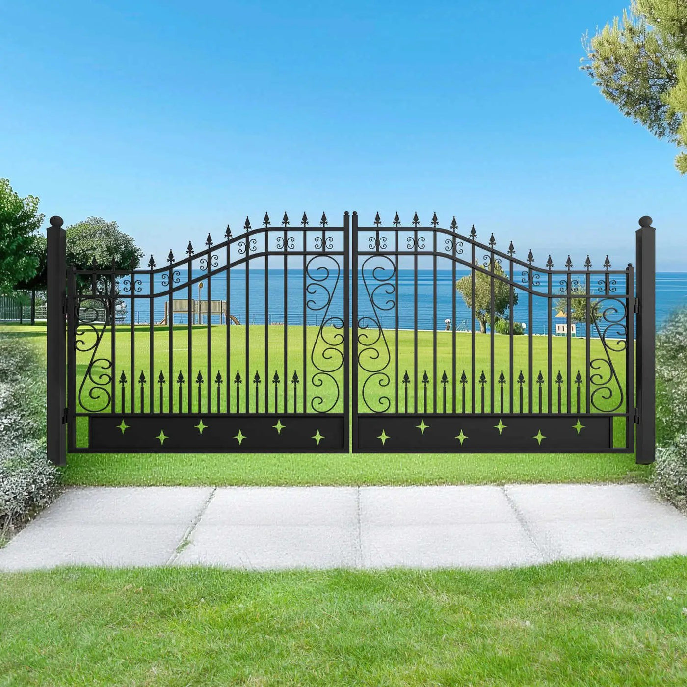 10'x4"x4" Gate Post with Brackets for Dual Swing Driveway Gates, Set of 2 by Chery Industrial