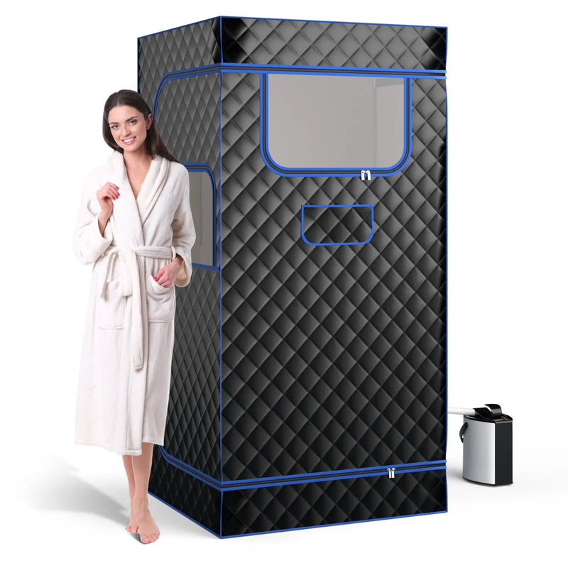 Portable Steam Sauna with 3L Steam Generator Remote Control Wood Foot Massager and Foldable Chair for Home by DirectDeals