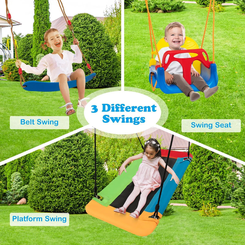 660 LBS Heavy Duty Carbon Steel Swing Frame with 3 Swings-Yellow by DirectDeals