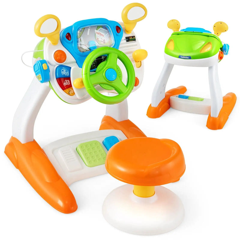 Kids Steering Wheel Pretend Play Toy Set with Lights and Sounds by DirectDeals