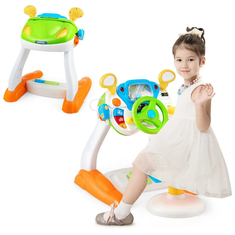 Kids Steering Wheel Pretend Play Toy Set with Lights and Sounds by DirectDeals
