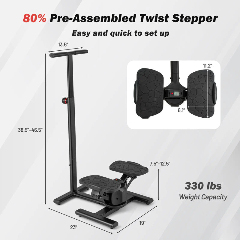 Steppers for Exercise Twist Stair Stepper Workout Equipmen-Black by DirectDeals