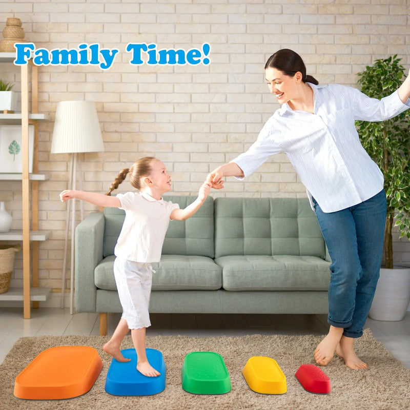 Stepping Stone for Kids 5Pcs Non-Slip Toddler River Stone Set-Multicolor by DirectDeals