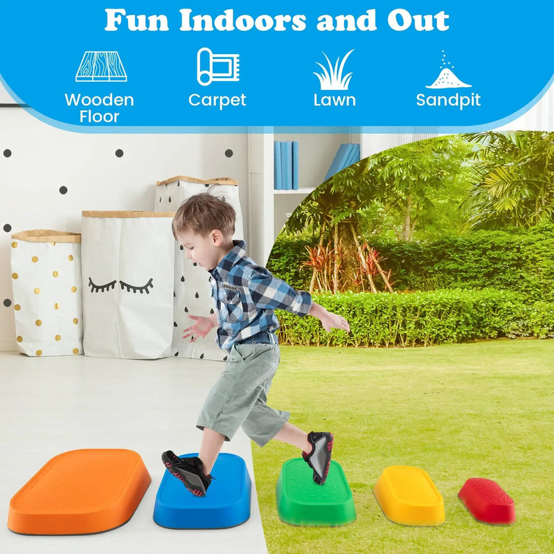 Stepping Stone for Kids 5Pcs Non-Slip Toddler River Stone Set-Multicolor by DirectDeals