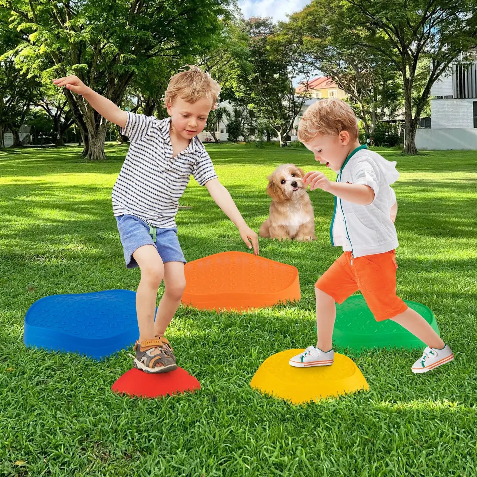 Stepping Stones for Kids 5 PCS Non-Slip Balance Stones with Storage Bag by DirectDeals