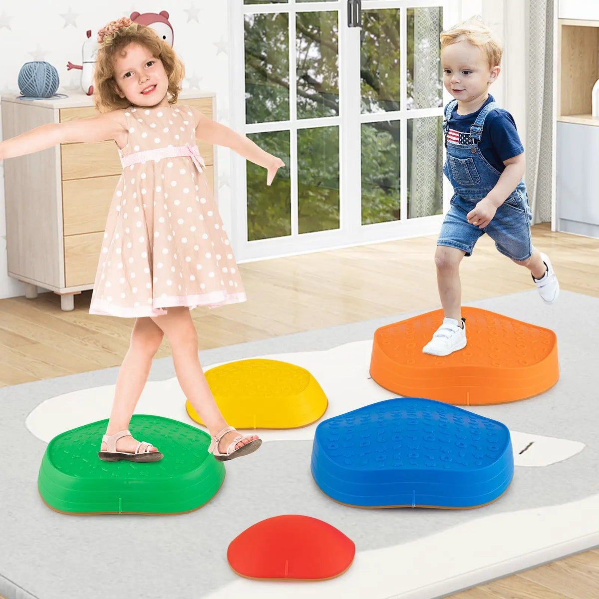 Stepping Stones for Kids 5 PCS Non-Slip Balance Stones with Storage Bag, photo 2 of 16