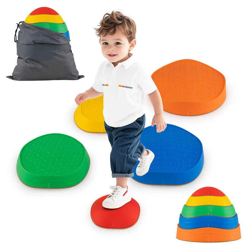 Stepping Stones for Kids 5 PCS Non-Slip Balance Stones with Storage Bag by DirectDeals