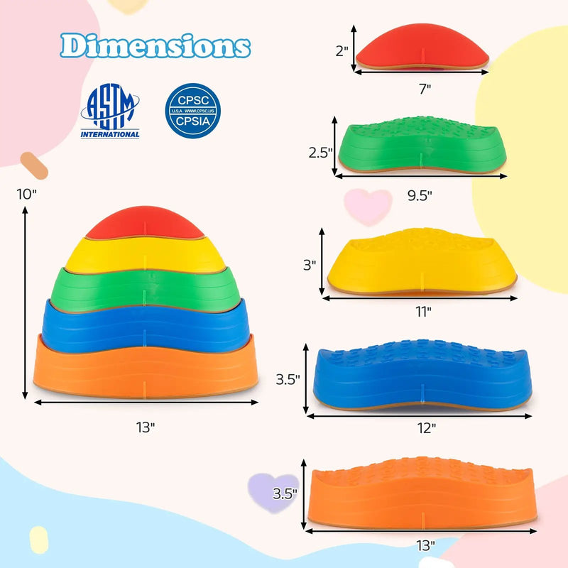 Stepping Stones for Kids 5 PCS Non-Slip Balance Stones with Storage Bag by DirectDeals
