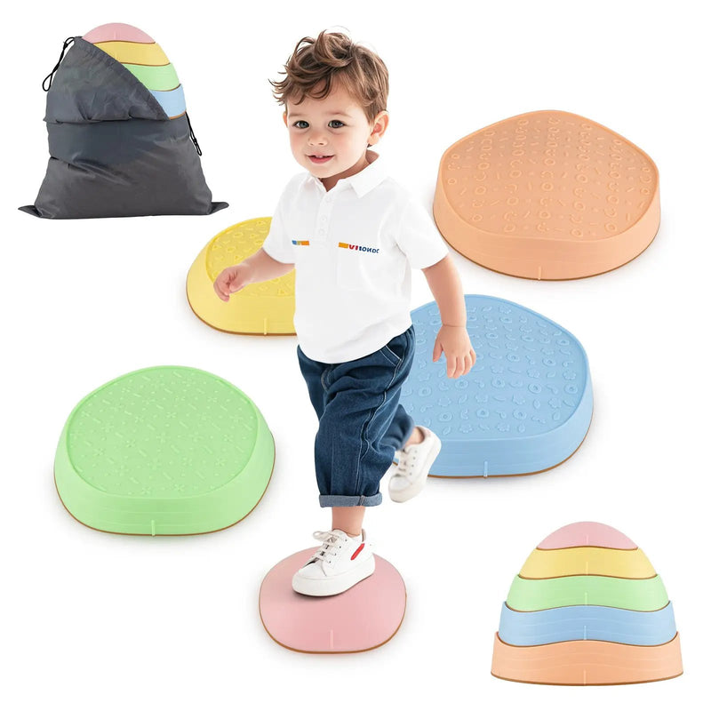 Stepping Stones for Kids 5 PCS Non-Slip Balance Stones with Storage Bag by DirectDeals