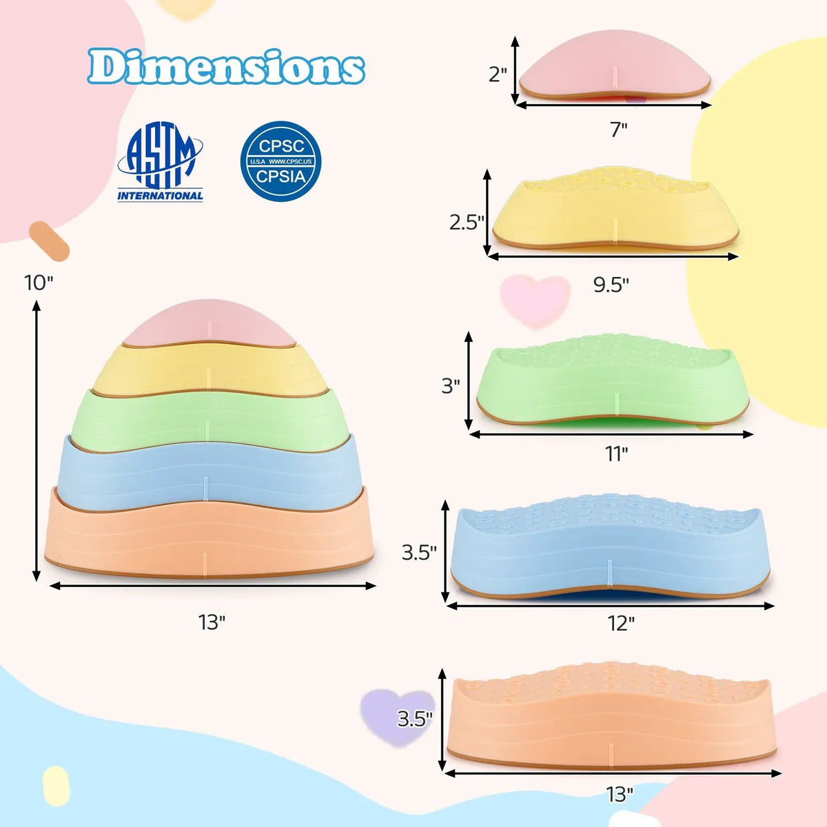 Stepping Stones for Kids 5 PCS Non-Slip Balance Stones with Storage Bag, photo 7 of 16