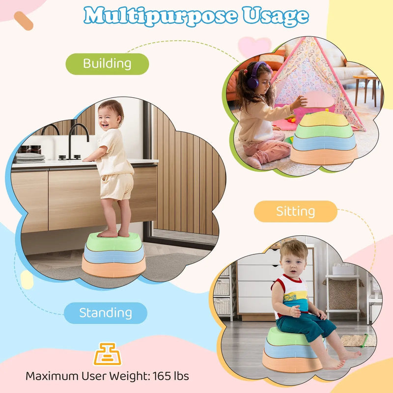Stepping Stones for Kids 5 PCS Non-Slip Balance Stones with Storage Bag by DirectDeals