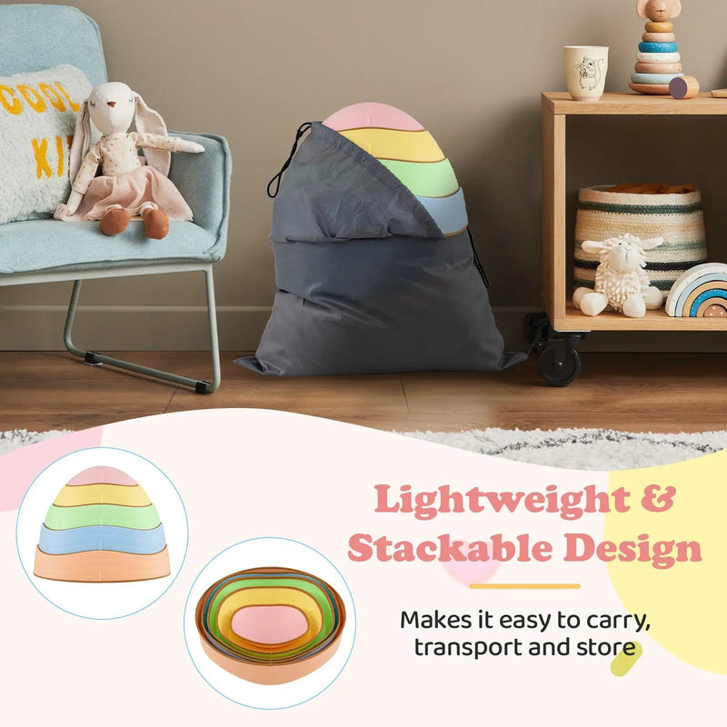 Stepping Stones for Kids 5 PCS Non-Slip Balance Stones with Storage Bag by DirectDeals