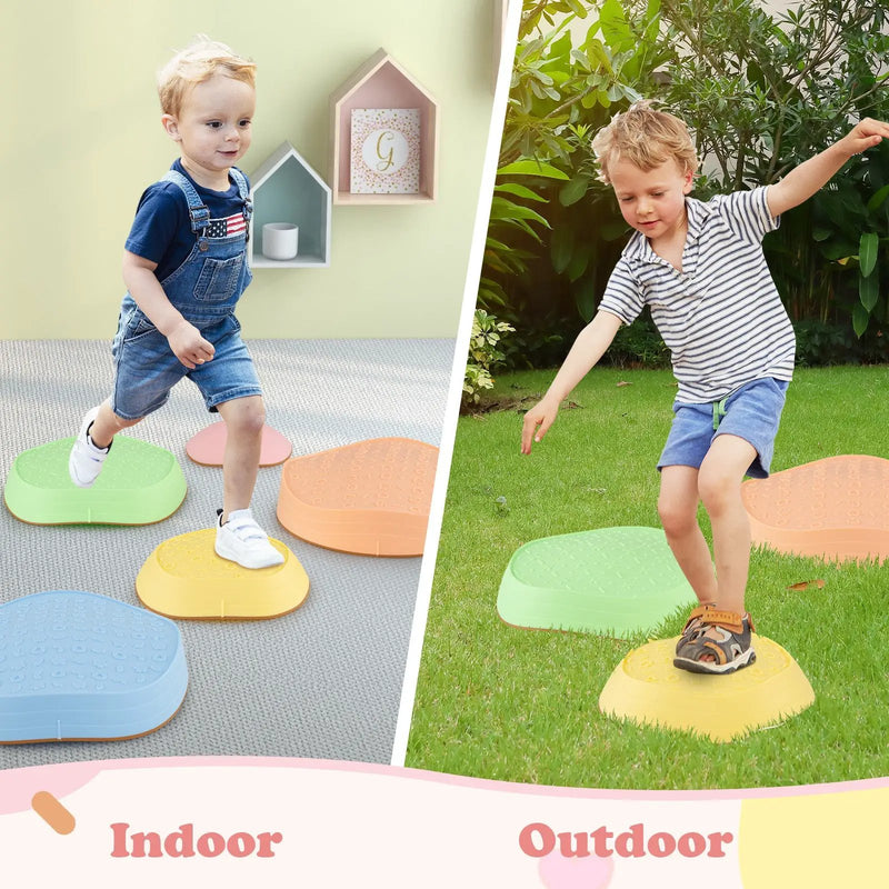 Stepping Stones for Kids 5 PCS Non-Slip Balance Stones with Storage Bag by DirectDeals