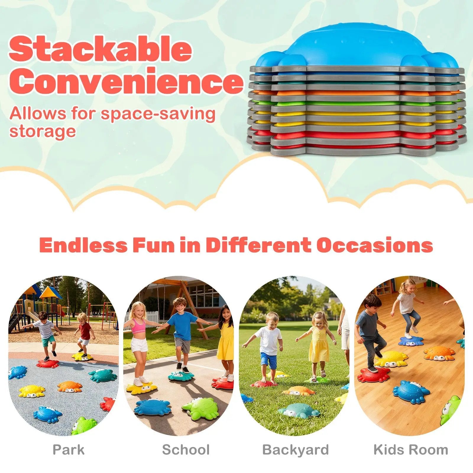 Stepping Stones for Kids 9 Pieces Non-Slip Toddler Stepping Stones Balance Sensory Toys-Multicolor by DirectDeals