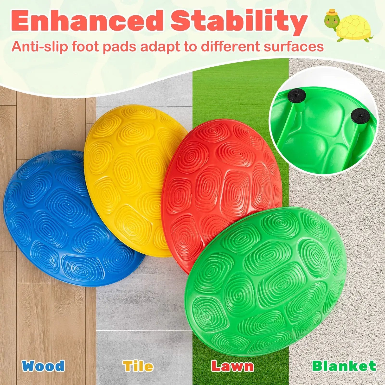Stepping Stones for Kids 8 PCS Non-Slip Toddler Stepping Stones Balance Sensory Toys-Multicolor by DirectDeals
