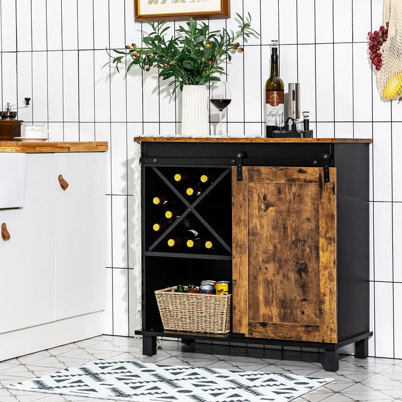 Industrial Storage Cabinet with Sliding Barn Door-Rustic Brown by DirectDeals