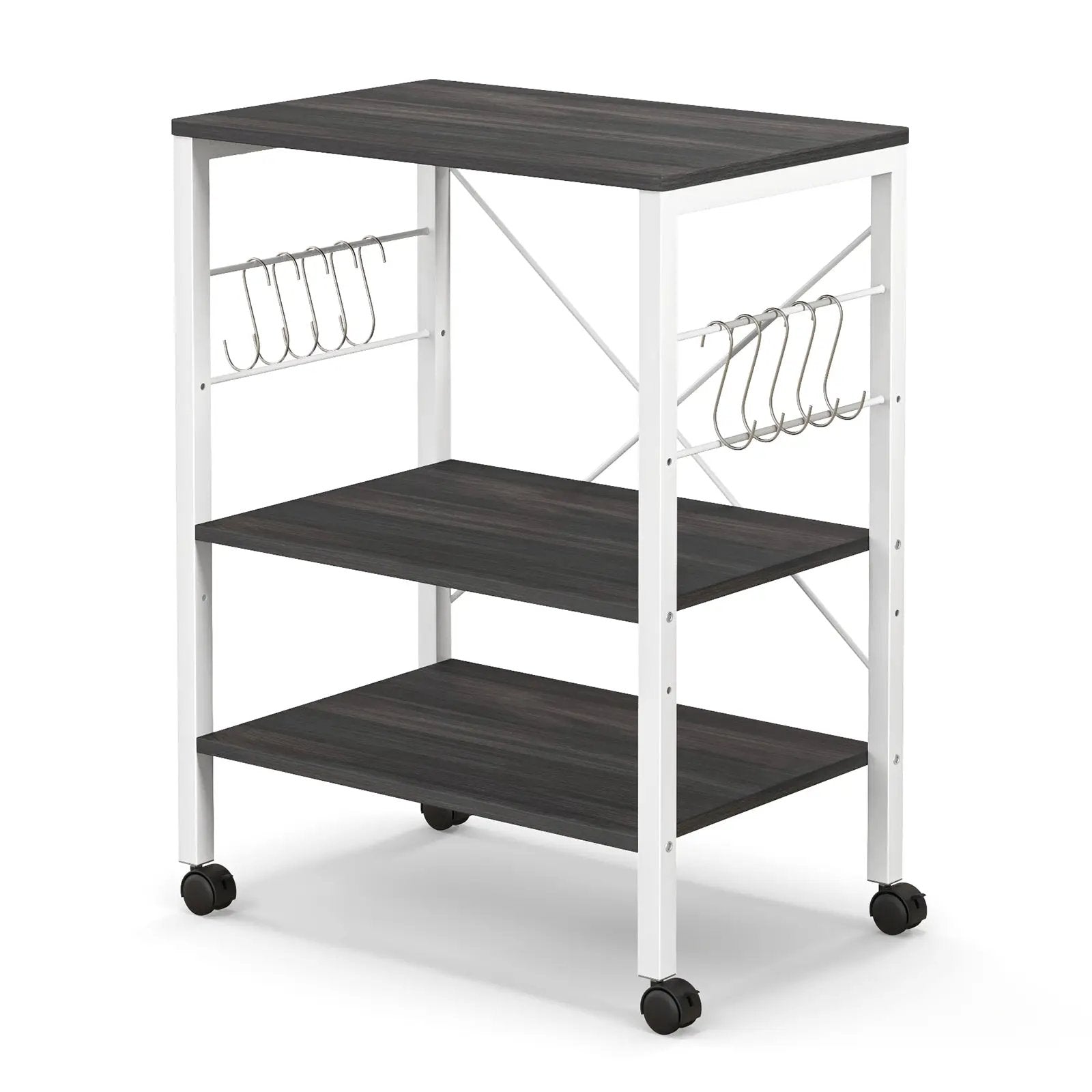 3-Tier Kitchen Baker's Rack Microwave Oven Storage Cart with Hooks by DirectDeals