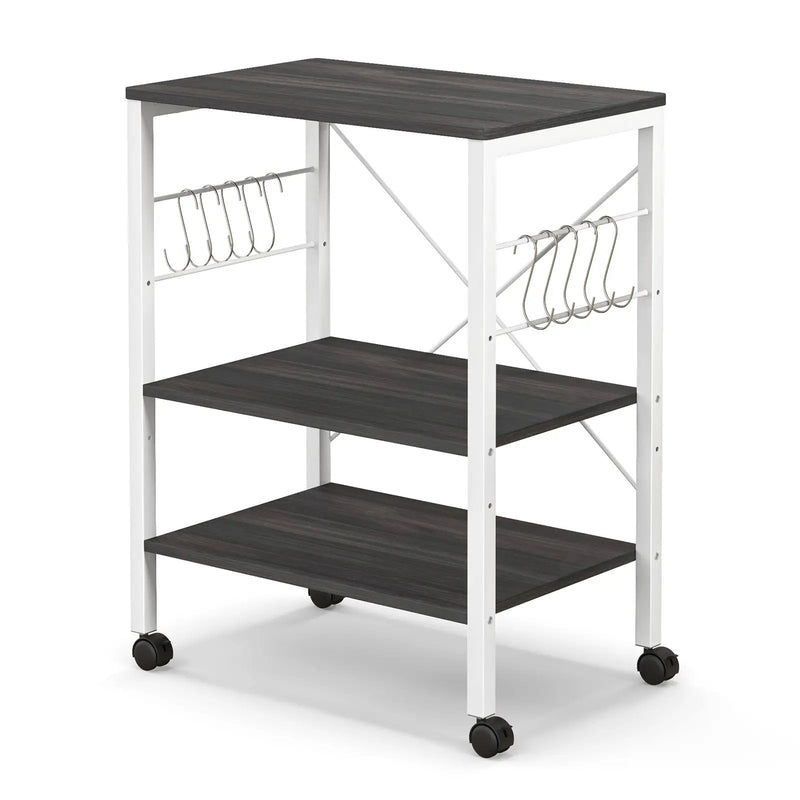 3-Tier Kitchen Baker's Rack Microwave Oven Storage Cart with Hooks by DirectDeals