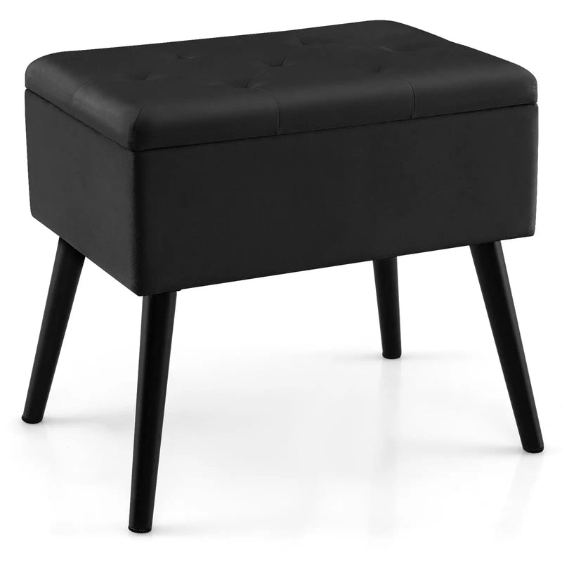 Velvet Storage Ottoman with Solid Wood Legs for Living Room Bedroom by DirectDeals